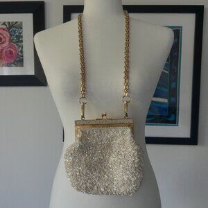 Vintage White Sequin Shoulder Bag